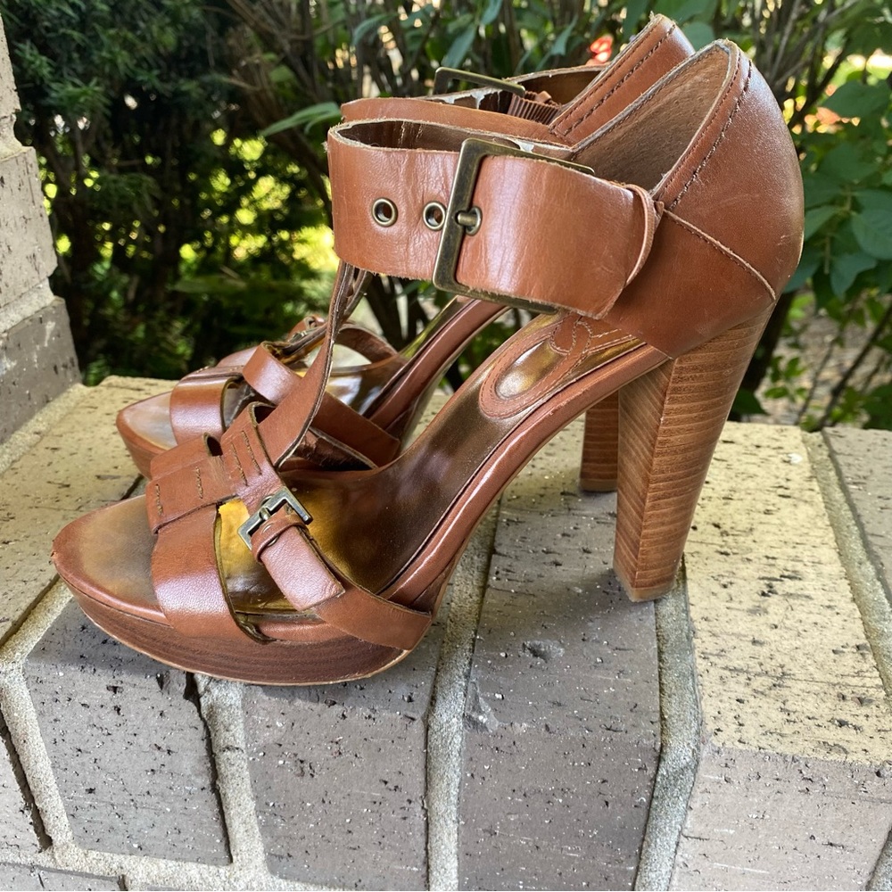 Charles by Charles David Brown Leather High Heel Sandals